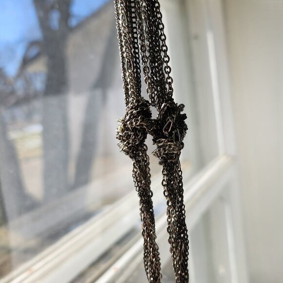 BFD Silver & Black Tones Multi Strand Chain Tassel Necklace - Picture 8 of 11